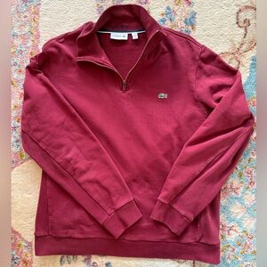 Lacoste Quarter-Zip Pullover Sweatshirt – Burgundy - US XL